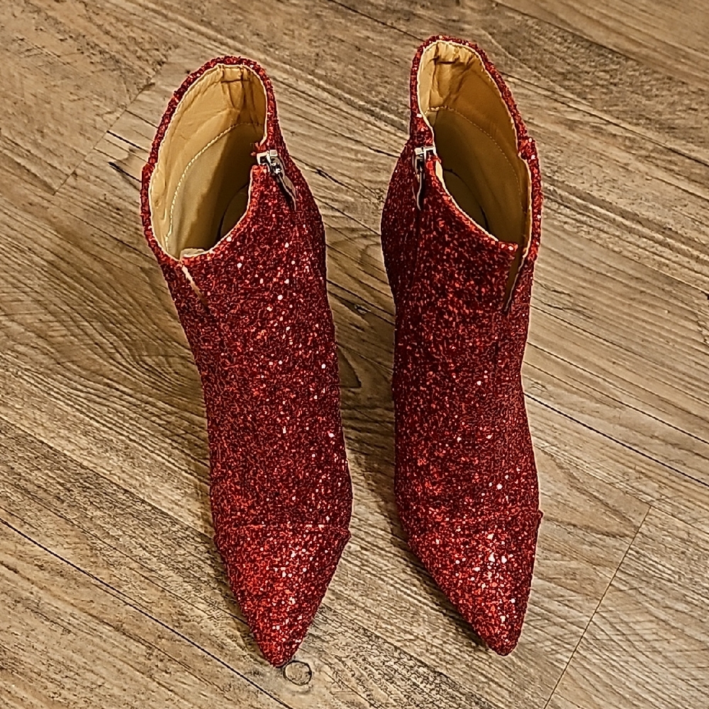 Sparkling Red Ankle Booties